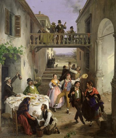 A Wedding at Brianza, 1873 by Angelo Inganni